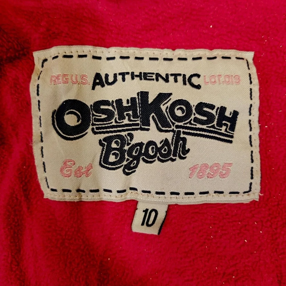 OshKosh B'gosh Girls Pink Multicoloured Swirl Puffer Jacket Hooded Size 10